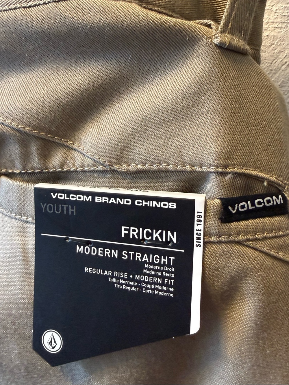 Volcom Frickin Modern Straight Khaki Chino Pants Youth Size 22 8 Slim NWT Skate - Picture 4 of 9